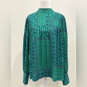 LOFT Teal Geometric Women's Blouse